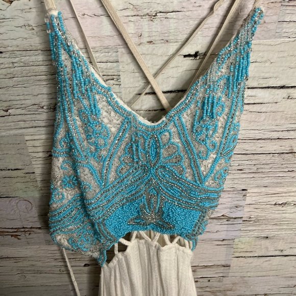 Free People Turquoise Spirit Maxi Dress size 12 - Picture 4 of 14